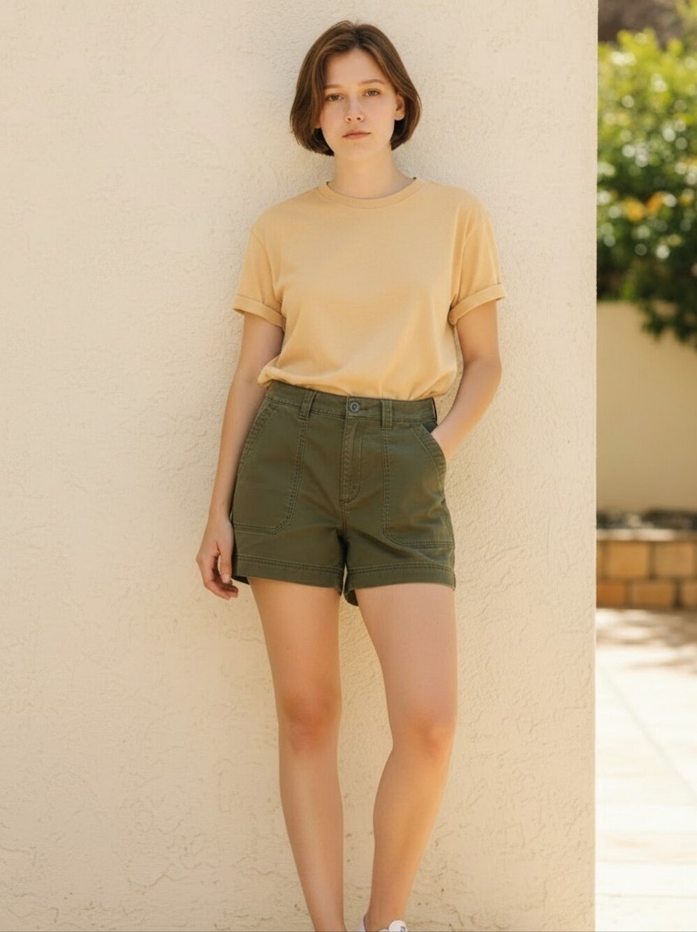 Old Navy High-Waist Olive Green Utility Shorts